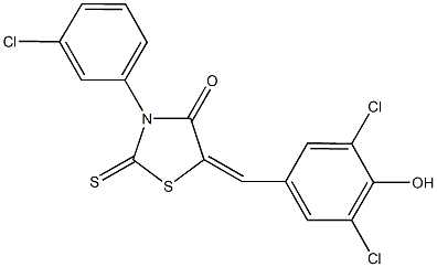 3-(3-chlorophenyl)-5-(3,5-dichloro-4-hydroxybenzylidene)-2-thioxo-1,3-thiazolidin-4-one,292075-82-2,结构式