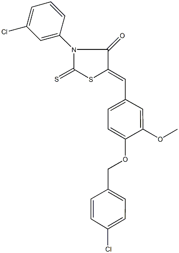 292075-86-6 5-{4-[(4-chlorobenzyl)oxy]-3-methoxybenzylidene}-3-(3-chlorophenyl)-2-thioxo-1,3-thiazolidin-4-one