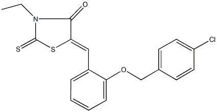 5-{2-[(4-chlorobenzyl)oxy]benzylidene}-3-ethyl-2-thioxo-1,3-thiazolidin-4-one 结构式