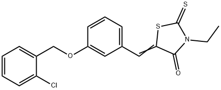 5-{3-[(2-chlorobenzyl)oxy]benzylidene}-3-ethyl-2-thioxo-1,3-thiazolidin-4-one 结构式