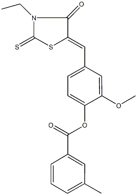 4-[(3-ethyl-4-oxo-2-thioxo-1,3-thiazolidin-5-ylidene)methyl]-2-methoxyphenyl 3-methylbenzoate Structure