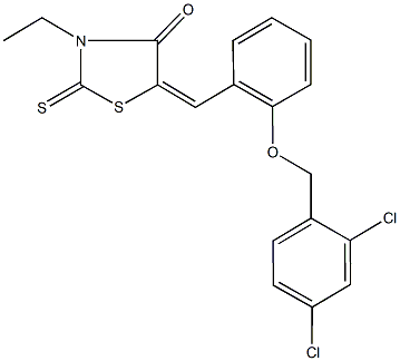 5-{2-[(2,4-dichlorobenzyl)oxy]benzylidene}-3-ethyl-2-thioxo-1,3-thiazolidin-4-one Structure