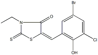 5-(5-bromo-3-chloro-2-hydroxybenzylidene)-3-ethyl-2-thioxo-1,3-thiazolidin-4-one Struktur