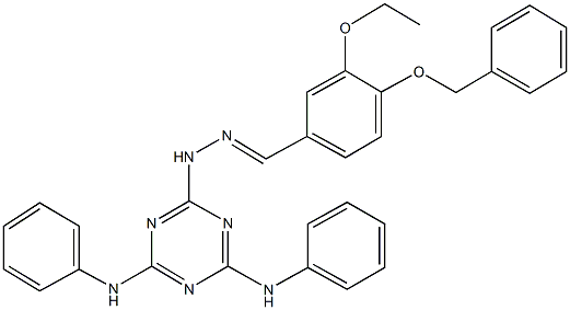 4-(benzyloxy)-3-ethoxybenzaldehyde (4,6-dianilino-1,3,5-triazin-2-yl)hydrazone 化学構造式