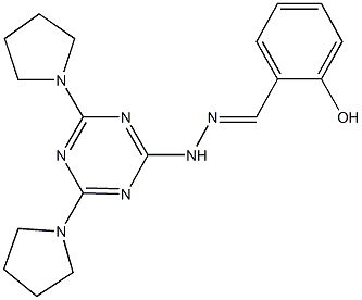 2-hydroxybenzaldehyde [4,6-di(1-pyrrolidinyl)-1,3,5-triazin-2-yl]hydrazone Struktur