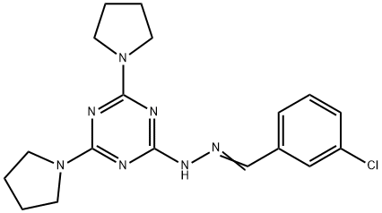 3-chlorobenzaldehyde [4,6-di(1-pyrrolidinyl)-1,3,5-triazin-2-yl]hydrazone Structure