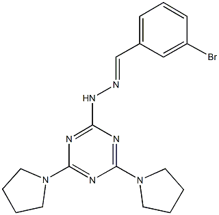 3-bromobenzaldehyde [4,6-di(1-pyrrolidinyl)-1,3,5-triazin-2-yl]hydrazone 结构式