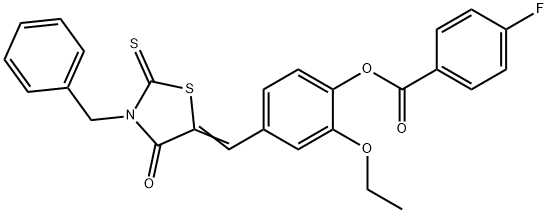 4-[(3-benzyl-4-oxo-2-thioxo-1,3-thiazolidin-5-ylidene)methyl]-2-ethoxyphenyl 4-fluorobenzoate 结构式