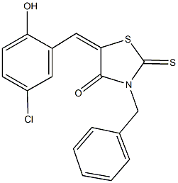 3-benzyl-5-(5-chloro-2-hydroxybenzylidene)-2-thioxo-1,3-thiazolidin-4-one,292077-16-8,结构式