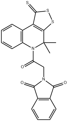 2-[2-(4,4-dimethyl-1-thioxo-1,4-dihydro-5H-[1,2]dithiolo[3,4-c]quinolin-5-yl)-2-oxoethyl]-1H-isoindole-1,3(2H)-dione 结构式