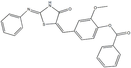 2-methoxy-4-{[4-oxo-2-(phenylimino)-1,3-thiazolidin-5-ylidene]methyl}phenyl benzoate,292167-88-5,结构式