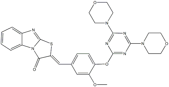 2-(4-{[4,6-di(4-morpholinyl)-1,3,5-triazin-2-yl]oxy}-3-methoxybenzylidene)[1,3]thiazolo[3,2-a]benzimidazol-3(2H)-one,292168-06-0,结构式