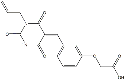 {3-[(1-allyl-2,4,6-trioxotetrahydro-5(2H)-pyrimidinylidene)methyl]phenoxy}acetic acid Struktur
