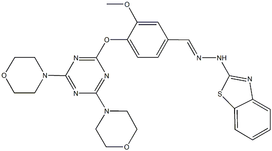 4-{[4,6-di(4-morpholinyl)-1,3,5-triazin-2-yl]oxy}-3-methoxybenzaldehyde 1,3-benzothiazol-2-ylhydrazone 结构式