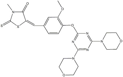 5-(4-{[4,6-di(4-morpholinyl)-1,3,5-triazin-2-yl]oxy}-3-methoxybenzylidene)-3-methyl-2-thioxo-1,3-thiazolidin-4-one 结构式