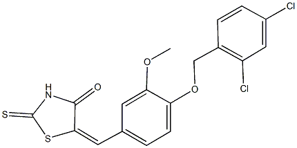 5-{4-[(2,4-dichlorobenzyl)oxy]-3-methoxybenzylidene}-2-thioxo-1,3-thiazolidin-4-one Structure