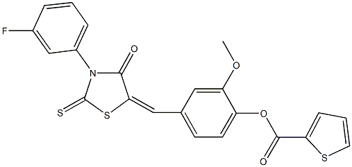 4-{[3-(3-fluorophenyl)-4-oxo-2-thioxo-1,3-thiazolidin-5-ylidene]methyl}-2-methoxyphenyl 2-thiophenecarboxylate Structure