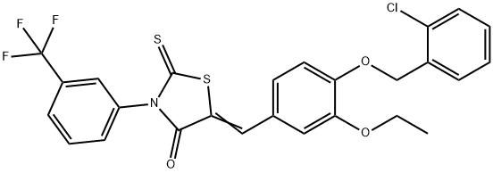 5-{4-[(2-chlorobenzyl)oxy]-3-ethoxybenzylidene}-2-thioxo-3-[3-(trifluoromethyl)phenyl]-1,3-thiazolidin-4-one,292173-79-6,结构式