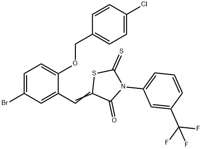 5-{5-bromo-2-[(4-chlorobenzyl)oxy]benzylidene}-2-thioxo-3-[3-(trifluoromethyl)phenyl]-1,3-thiazolidin-4-one 结构式