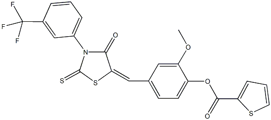 2-methoxy-4-({4-oxo-2-thioxo-3-[3-(trifluoromethyl)phenyl]-1,3-thiazolidin-5-ylidene}methyl)phenyl 2-thiophenecarboxylate,292174-05-1,结构式