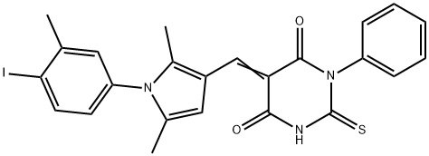 5-{[1-(4-iodo-3-methylphenyl)-2,5-dimethyl-1H-pyrrol-3-yl]methylene}-1-phenyl-2-thioxodihydro-4,6(1H,5H)-pyrimidinedione Structure