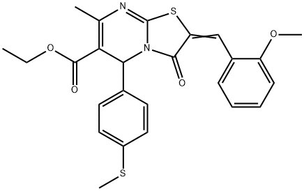 ethyl 2-(2-methoxybenzylidene)-7-methyl-5-[4-(methylsulfanyl)phenyl]-3-oxo-2,3-dihydro-5H-[1,3]thiazolo[3,2-a]pyrimidine-6-carboxylate Structure