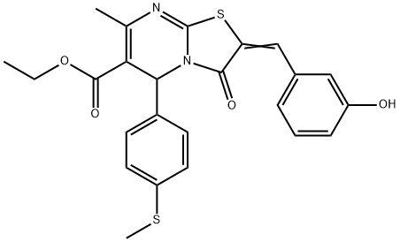 ethyl 2-(3-hydroxybenzylidene)-7-methyl-5-[4-(methylsulfanyl)phenyl]-3-oxo-2,3-dihydro-5H-[1,3]thiazolo[3,2-a]pyrimidine-6-carboxylate Structure