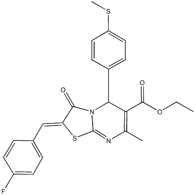 ethyl 2-(4-fluorobenzylidene)-7-methyl-5-[4-(methylsulfanyl)phenyl]-3-oxo-2,3-dihydro-5H-[1,3]thiazolo[3,2-a]pyrimidine-6-carboxylate Structure