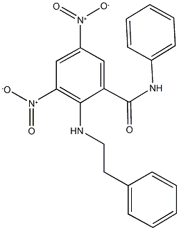 3,5-bisnitro-N-phenyl-2-[(2-phenylethyl)amino]benzamide Struktur