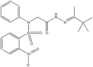 2-nitro-N-{2-oxo-2-[2-(1,2,2-trimethylpropylidene)hydrazino]ethyl}-N-phenylbenzenesulfonamide Struktur