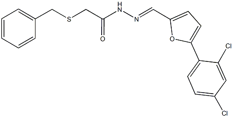 2-(benzylsulfanyl)-N'-{[5-(2,4-dichlorophenyl)-2-furyl]methylene}acetohydrazide Struktur