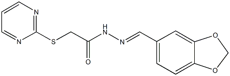 N'-(1,3-benzodioxol-5-ylmethylene)-2-(2-pyrimidinylsulfanyl)acetohydrazide Struktur