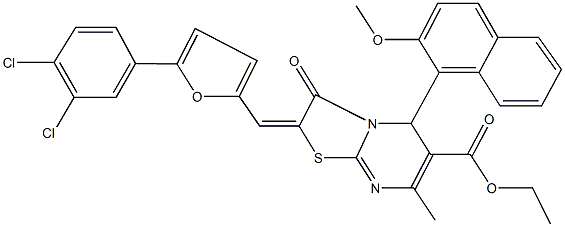 ethyl 2-{[5-(3,4-dichlorophenyl)-2-furyl]methylene}-5-(2-methoxy-1-naphthyl)-7-methyl-3-oxo-2,3-dihydro-5H-[1,3]thiazolo[3,2-a]pyrimidine-6-carboxylate Structure