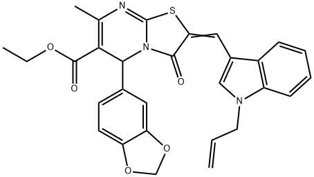 ethyl 2-[(1-allyl-1H-indol-3-yl)methylene]-5-(1,3-benzodioxol-5-yl)-7-methyl-3-oxo-2,3-dihydro-5H-[1,3]thiazolo[3,2-a]pyrimidine-6-carboxylate|