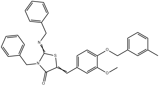 292872-19-6 3-benzyl-2-(benzylimino)-5-{3-methoxy-4-[(3-methylbenzyl)oxy]benzylidene}-1,3-thiazolidin-4-one
