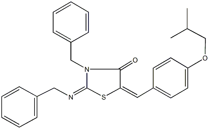 3-benzyl-2-(benzylimino)-5-(4-isobutoxybenzylidene)-1,3-thiazolidin-4-one Structure