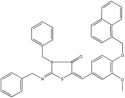 292872-28-7 3-benzyl-2-(benzylimino)-5-[3-methoxy-4-(1-naphthylmethoxy)benzylidene]-1,3-thiazolidin-4-one