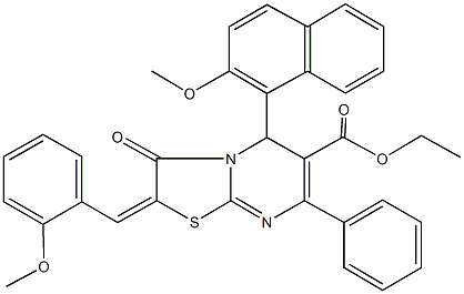 292874-20-5 ethyl 2-(2-methoxybenzylidene)-5-(2-methoxy-1-naphthyl)-3-oxo-7-phenyl-2,3-dihydro-5H-[1,3]thiazolo[3,2-a]pyrimidine-6-carboxylate