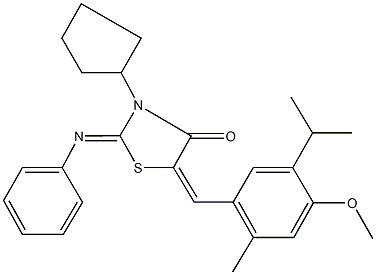 292875-70-8 3-cyclopentyl-5-(5-isopropyl-4-methoxy-2-methylbenzylidene)-2-(phenylimino)-1,3-thiazolidin-4-one