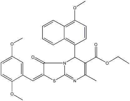 ethyl 2-(2,5-dimethoxybenzylidene)-5-(4-methoxy-1-naphthyl)-7-methyl-3-oxo-2,3-dihydro-5H-[1,3]thiazolo[3,2-a]pyrimidine-6-carboxylate,292875-86-6,结构式