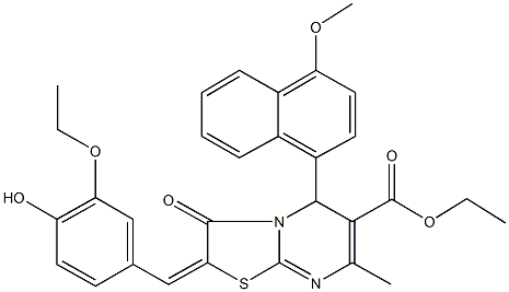 ethyl 2-(3-ethoxy-4-hydroxybenzylidene)-5-(4-methoxy-1-naphthyl)-7-methyl-3-oxo-2,3-dihydro-5H-[1,3]thiazolo[3,2-a]pyrimidine-6-carboxylate Structure