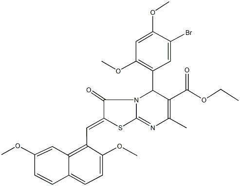 ethyl 5-(5-bromo-2,4-dimethoxyphenyl)-2-[(2,7-dimethoxy-1-naphthyl)methylene]-7-methyl-3-oxo-2,3-dihydro-5H-[1,3]thiazolo[3,2-a]pyrimidine-6-carboxylate Structure