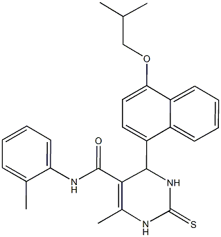 4-(4-isobutoxy-1-naphthyl)-6-methyl-N-(2-methylphenyl)-2-thioxo-1,2,3,4-tetrahydro-5-pyrimidinecarboxamide 化学構造式