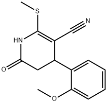 4-(2-methoxyphenyl)-2-(methylsulfanyl)-6-oxo-1,4,5,6-tetrahydro-3-pyridinecarbonitrile Struktur