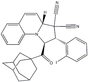 1-(1-adamantylcarbonyl)-2-(2-iodophenyl)-1,2-dihydropyrrolo[1,2-a]quinoline-3,3(3aH)-dicarbonitrile 结构式