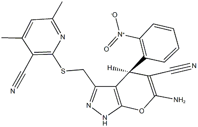 6-amino-3-{[(3-cyano-4,6-dimethyl-2-pyridinyl)sulfanyl]methyl}-4-(2-nitrophenyl)-1,4-dihydropyrano[2,3-c]pyrazole-5-carbonitrile|