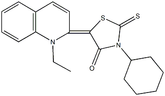 3-cyclohexyl-5-(1-ethyl-2(1H)-quinolinylidene)-2-thioxo-1,3-thiazolidin-4-one,293325-61-8,结构式