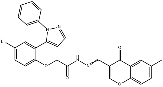 2-[4-bromo-2-(1-phenyl-1H-pyrazol-5-yl)phenoxy]-N'-[(6-methyl-4-oxo-4H-chromen-3-yl)methylene]acetohydrazide Structure