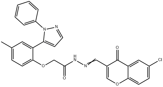 N'-[(6-chloro-4-oxo-4H-chromen-3-yl)methylene]-2-[4-methyl-2-(1-phenyl-1H-pyrazol-5-yl)phenoxy]acetohydrazide Structure