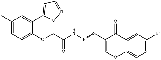 N'-[(6-bromo-4-oxo-4H-chromen-3-yl)methylene]-2-[2-(5-isoxazolyl)-4-methylphenoxy]acetohydrazide 化学構造式